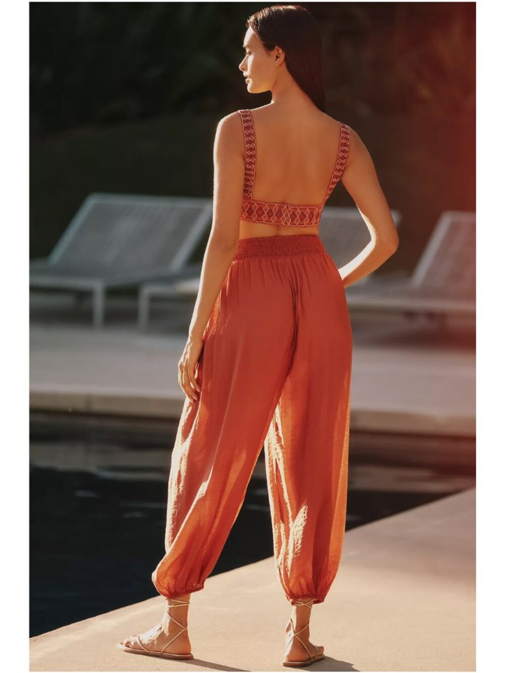 NWT Anthropologie Celandine Smocked Balloon Pants Deep Auburn Barrel Trousers M - Picture 2 of 10